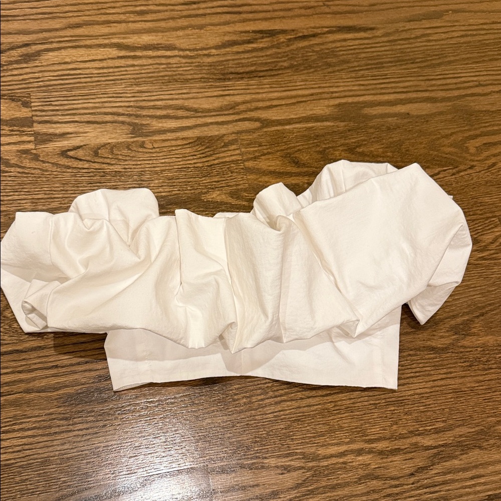 Cream Ruffled Off-Shoulder Top - Picture 2 of 5